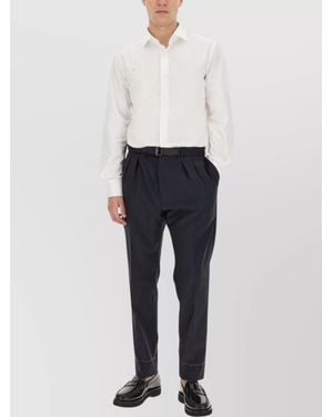 Brioni Tailored Pants With Belt Loops And Cuffed Hem - White