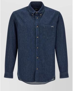 A.P.C. Greg Denim Shirt Button Down Collar - Blue