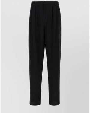 Saint Laurent Silk Wide-Leg Tailored Trousers - Black
