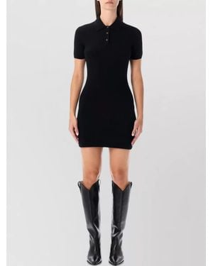 Alexander Wang Short Sleeve Polo Knit Logo Dress - Black