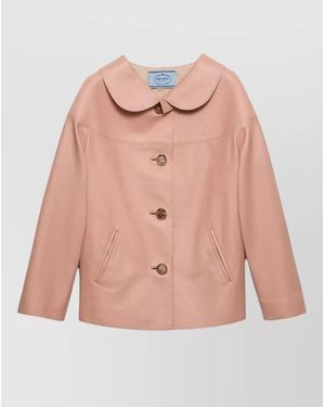 Prada Nappa Jacket Large Collar Long Sleeves - Pink