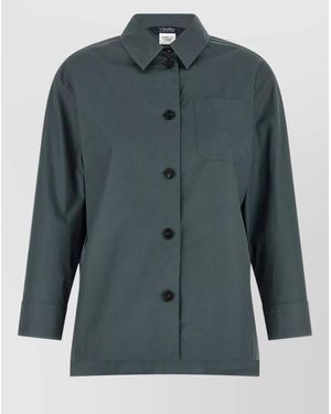 Max Mara Cotton Asymmetric Long-Sleeve Shirt - Blue
