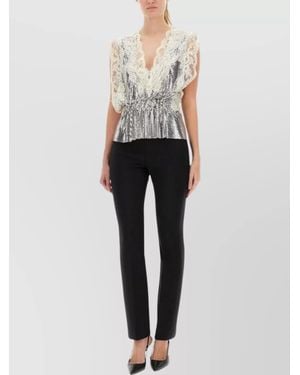 Rabanne Keyhole Back Lace And Sequin Top - Gray