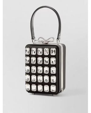 Self-Portrait The Bow Micro Satin Clutch Bag - White