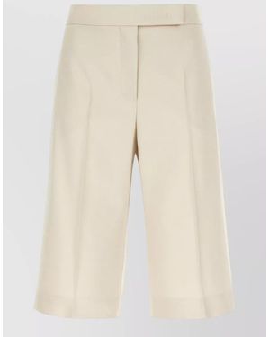 Max Mara Wool Blend Bermuda Shorts Pleats Belt Loops - Natural