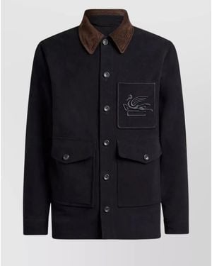Etro Utility Shirt Jacket Corduroy Collar - Blue