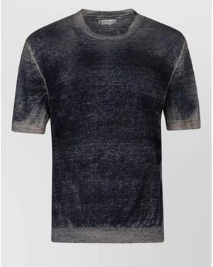 Original Vintage Linen T-Shirt Round Neck Short Sleeves - Blue
