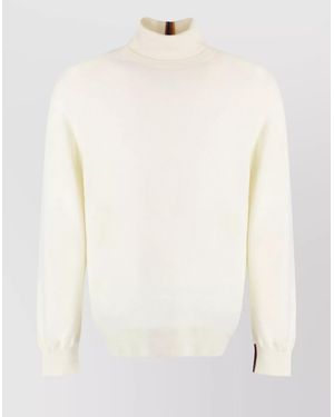 Paul Smith Ribbed Cashmere Turtleneck Sweater With Contrast Stripe - White