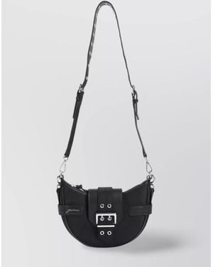 Ganni Buckle Detail Cross-Body Bag - White