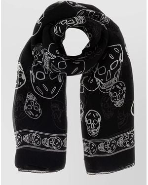 McQueen Silk Printed Scarf - Black