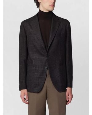 Tagliatore Virgin Wool Silk Single-Breasted Suit Jacket - Black