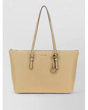 Michael Kors Large Quinn Tote Bag Structured Handles - Natural