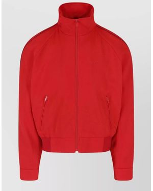 Marni High Collar Short Coat Ribbed Hem - Red