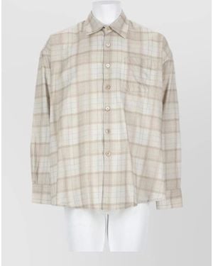 Our Legacy Checked Cotton Long-Sleeve Shirt - White