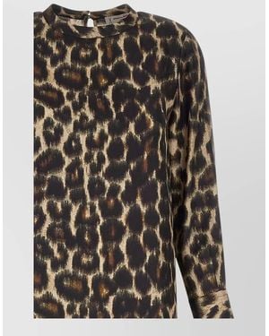 Alberto Biani Silk Dress Long Sleeves High Neckline - Black