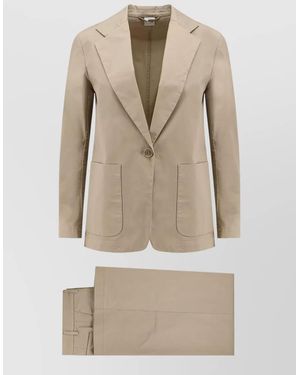 Aspesi Stretch Cotton Suit Blazer And Trousers - Natural