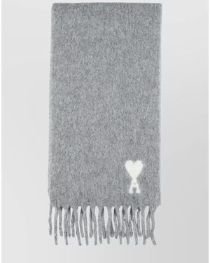 Ami Paris Alpaca Fringe Scarf - Grey