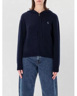 Sporty & Rich Cashmere Wool Zip Hoodie S And R - Blue