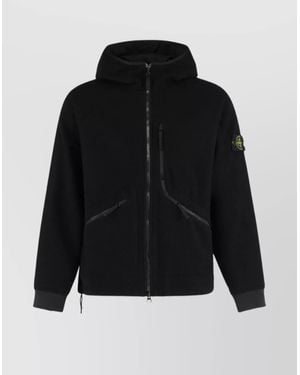 Stone Island Hooded Wool Nylon Jacket - Black