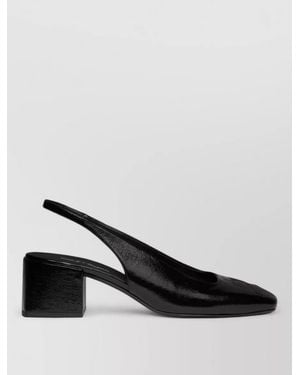 Courreges Heritage Slingback Court Shoes Block Heel Square Toe - Black