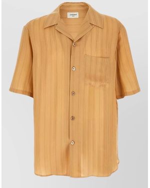 Saint Laurent Silk Shirt Short Sleeves Chest Pocket - Natural