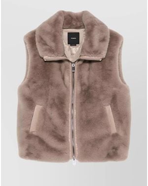 Pinko Faux Fur Gilet - Brown