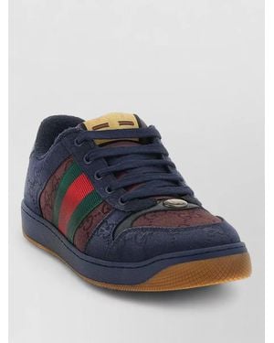 Gucci Screener Sneakers Web Ribbon Gg Fabric - Blue