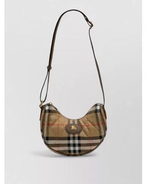 Burberry Horseshoe Crossbody Bag Check Pattern Polyamide - White