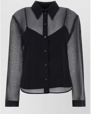 Gucci Long Sleeve Sheer Fabric Shirt - Black