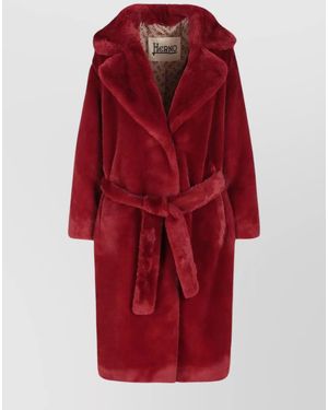 Herno Faux Fur Coat - Red