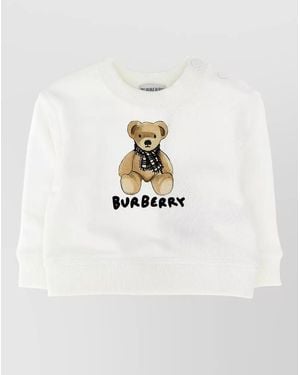 Burberry Thomas Orsetto Cotton Crew Neck Sweatshirt - White