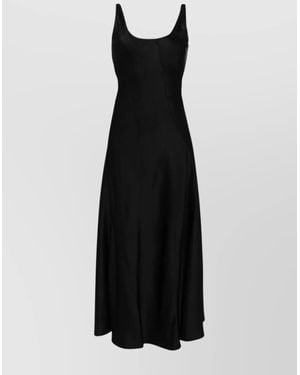 Jil Sander Long Dress With Fitted Bodice And Flared Skirt - Black