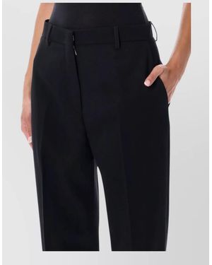 Lanvin Tailored Wool Cropped Cigarette Trousers Mid Rise - Blue