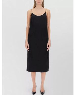 Michael Kors Logo Strap Midi Dress Scoop Neckline - Black