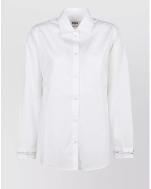 MSGM Regular Cut Shirt With Buttoned Cuffs - White