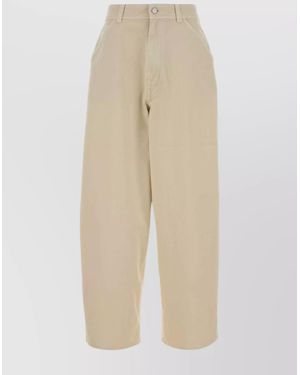 Lemaire Cotton Wide-Leg Cropped Trousers - Natural