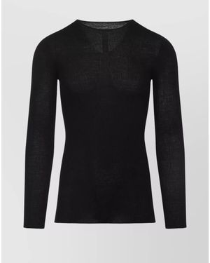 Rick Owens Virgin Wool Ribbed Crewneck Jumper - Black