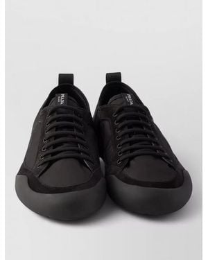 Prada Speedrock Renylon Suede Lace Up Trainers - Black