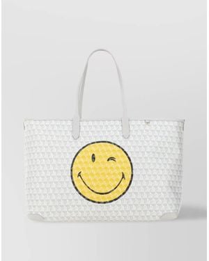 Anya Hindmarch Wink Tote Bag Smiley Face Design - Metallic