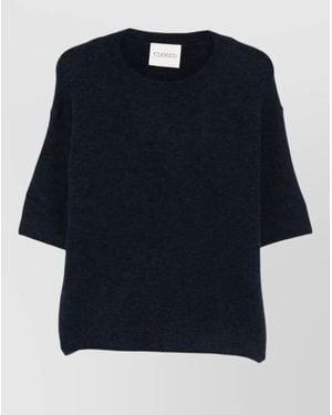 Closed Round Neck Regular Fit Short Sleeve Top - Blue