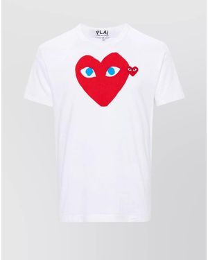 Comme des Garçons Heart Print Crew Neck T-Shirt - White