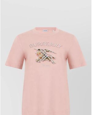 Burberry Logo Print Cotton T-Shirt - Pink