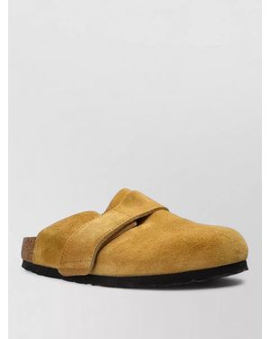 Birkenstock Suede Backless Slippers Round Toe Rubber Sole - Multicolour