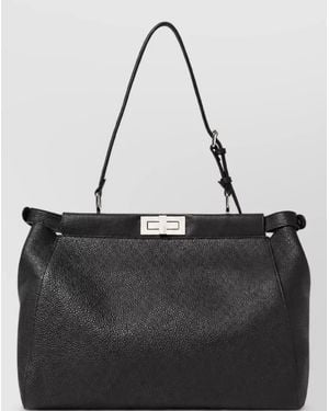 Fendi Leather My Peekaboo Clutch Bag - Black