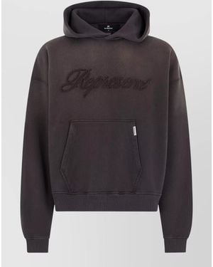 Represent Hooded Sweatshirt Embroidery Casual Sporty Style - Black