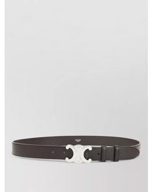 Celine Textured Leather Belt-Tone Hardware - Gray
