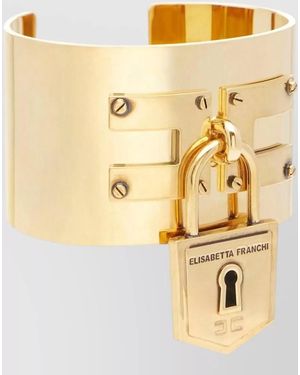 Elisabetta Franchi Padlock Cuff Bracelet Adjustable Fit - Metallic