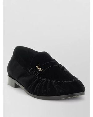 Saint Laurent Velvet Loafers - Black