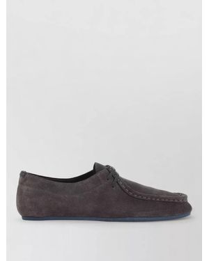 Jil Sander Suede Lace Up Moccasin Style Loafers Rubber - Grey