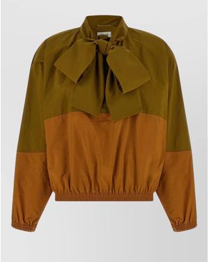 Saint Laurent Anorak Scarf Bow Detail Elasticated Cuffs - Green
